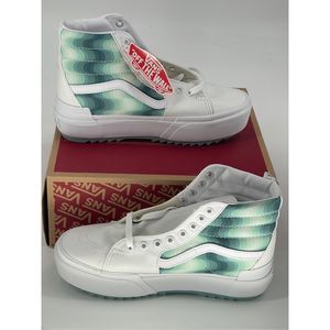 Vans Sneakers Platform Sk8 Hi Stacked Women 9.5 Mint Gradient Green‎ White New